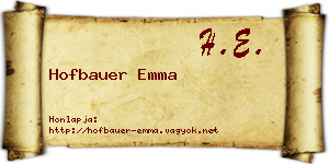 Hofbauer Emma névjegykártya
